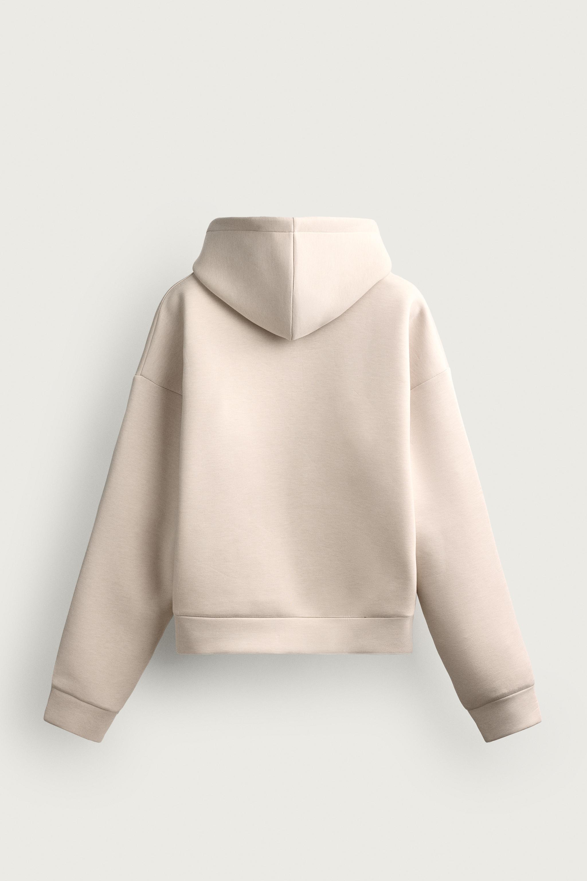 TECHNICAL ZIP-UP HOODIE — Beige