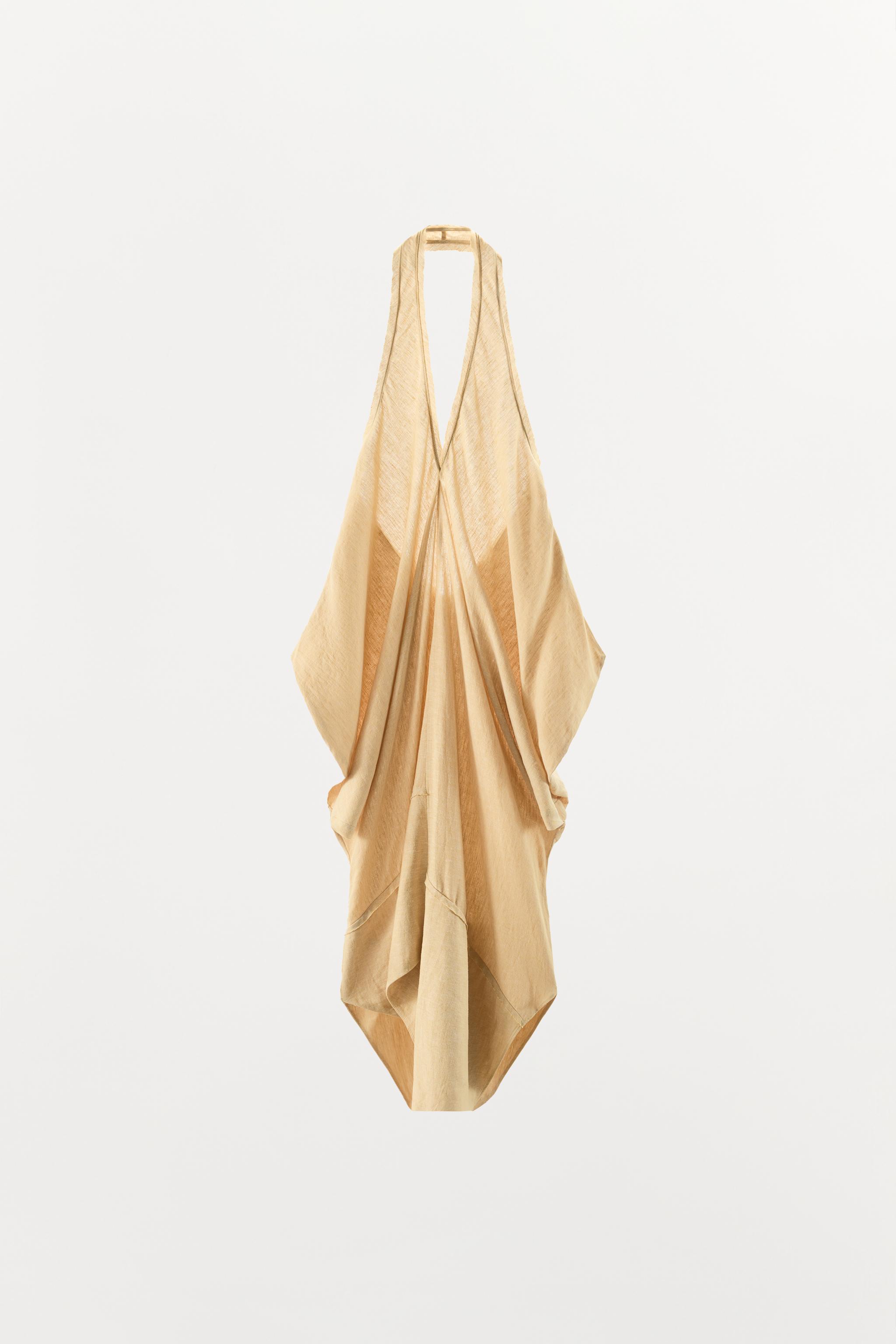 ROBE COURTE HALTER EN MÉLANGE DE LIN