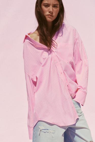 STRIPED OVERSIZE SHIRT - Pink by Zara - Image 3