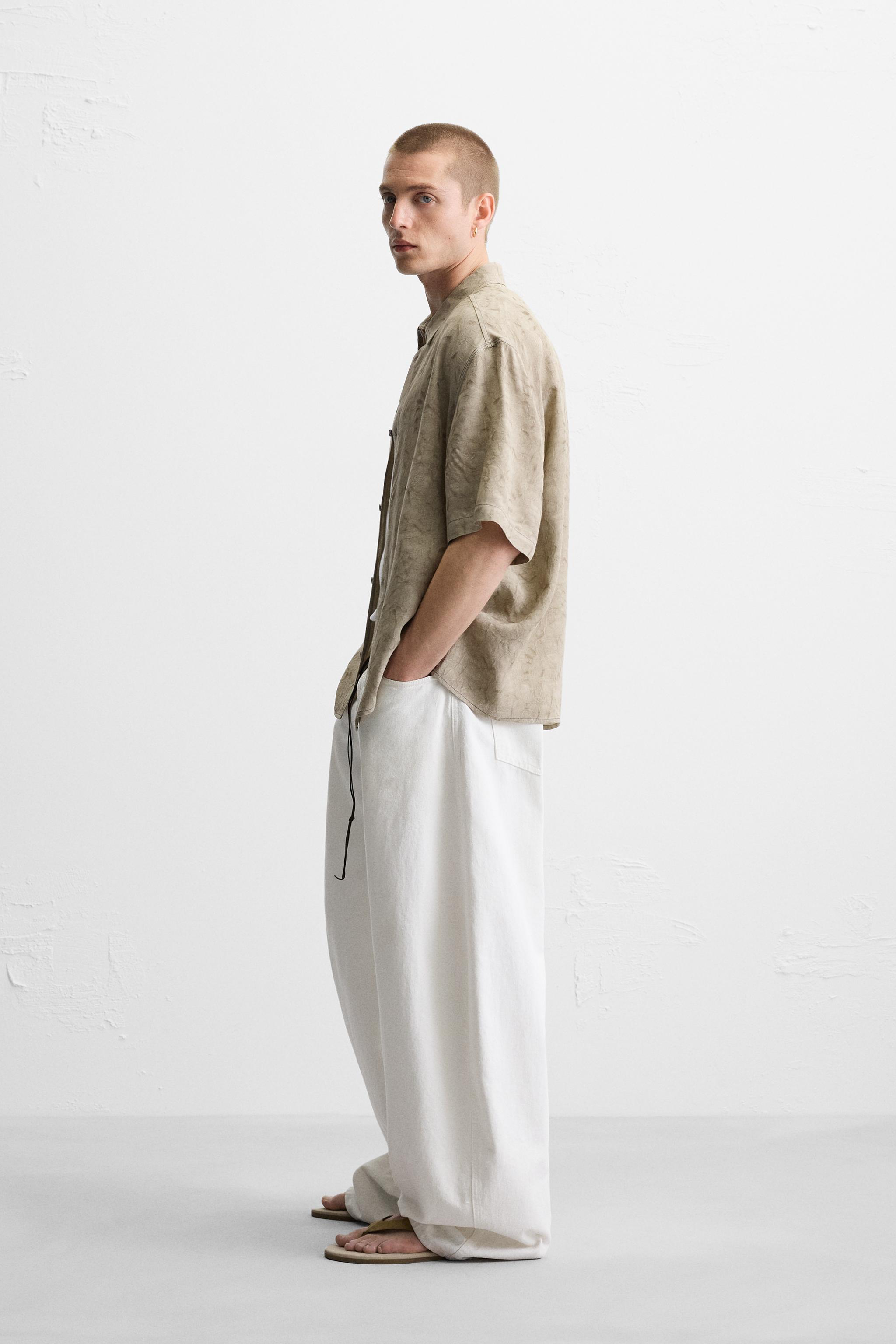 ビスコースジャカードシャツ - ベージュ | ZARA Japan / 日本