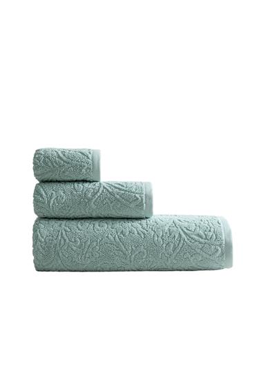 FLORAL JACQUARD BATH TOWEL - Sea green by Zara