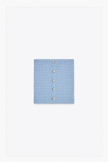 Zara STRETCH TUBE TOP - Blue marl