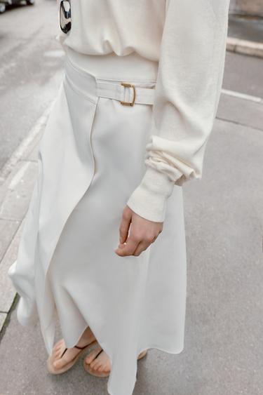 BUCKLE PAREO MIDI SKIRT - White by Zara - Image 4
