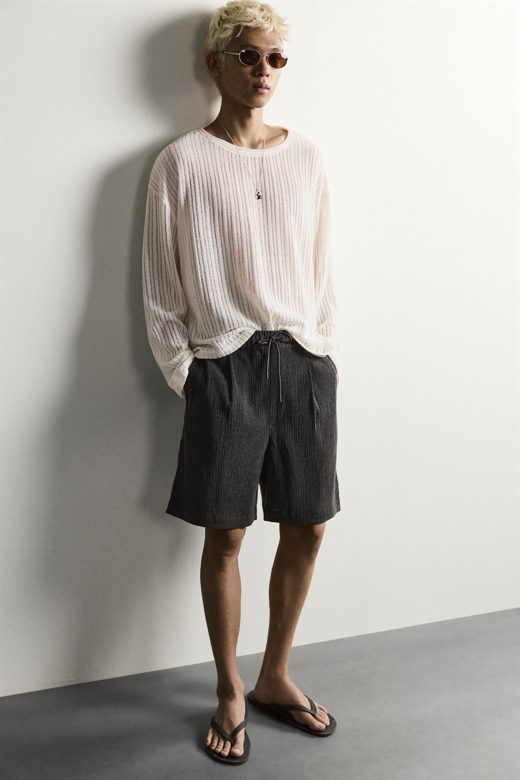 TEXTURED RELAXED FIT SHORTS