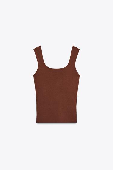 KNIT TOP WITH SQUARE NECKLINE - Brandy by Zara - Image 0