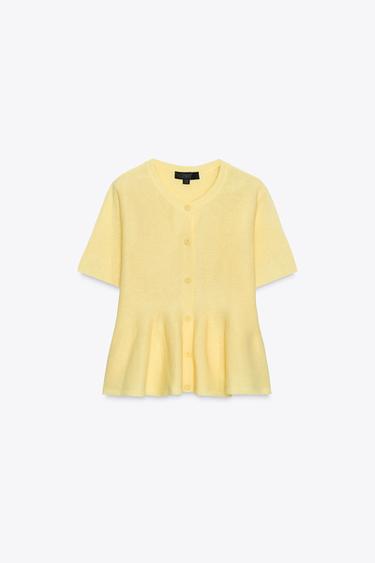Zara PEPLUM CARDIGAN - Yellow