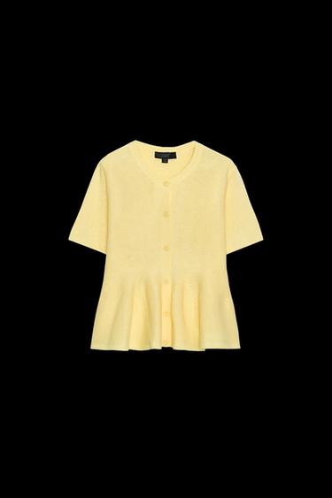 PEPLUM-STRICKJACKE - Gelb von Zara