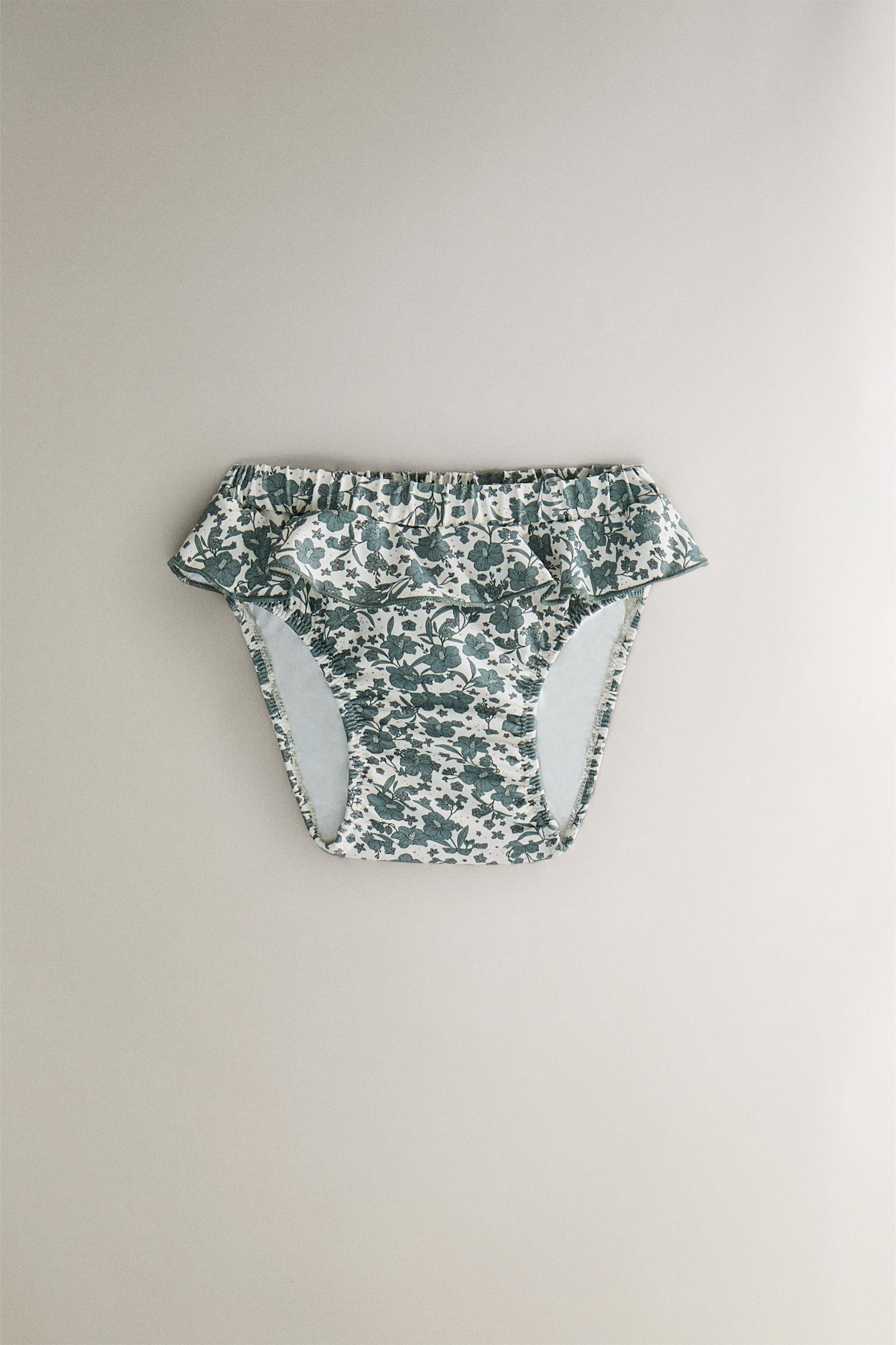 CHILDREN’S TROPICAL FLORAL RUFFLED BEACH BIKINI BOTTOMS