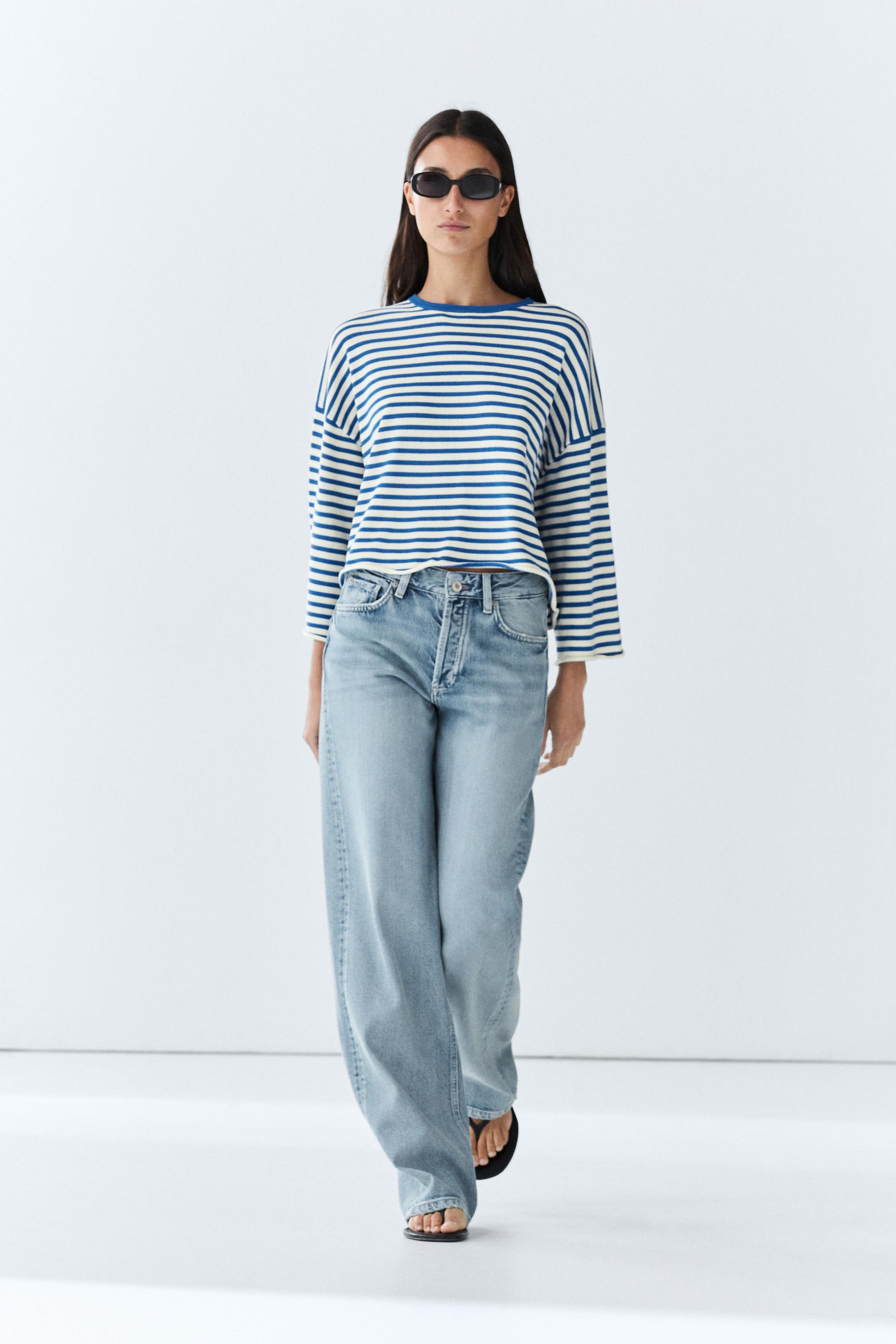 100% cotton striped knit sweater