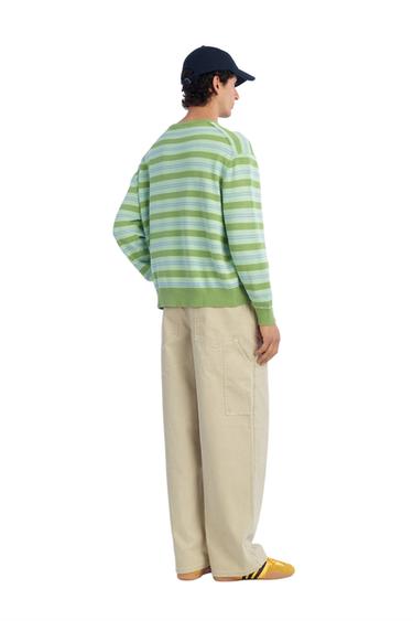 JERSEY RAYAS ALGODÓN - LINO - Verdes de Zara