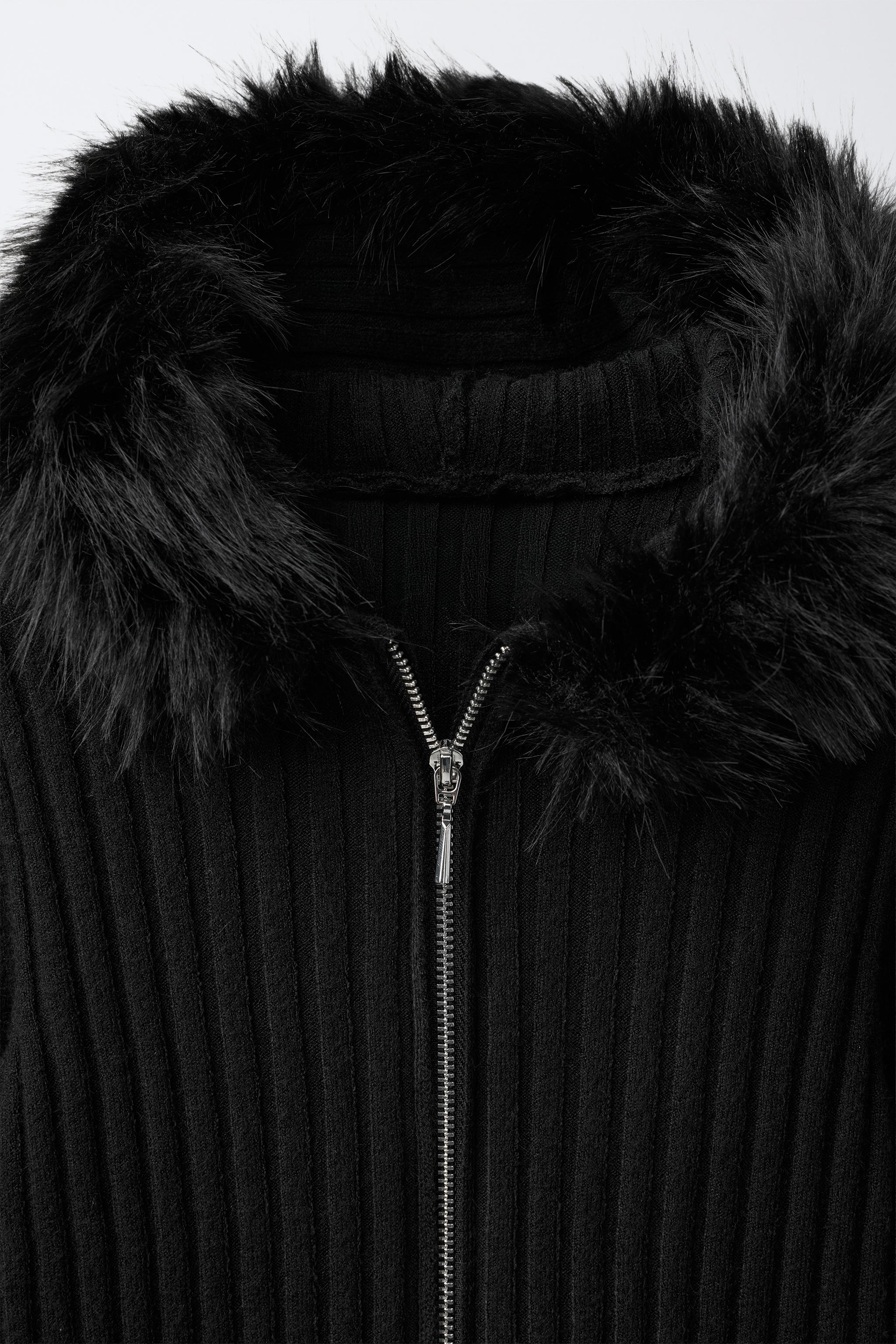 GILET EN MAILLE COL effet fourrure
