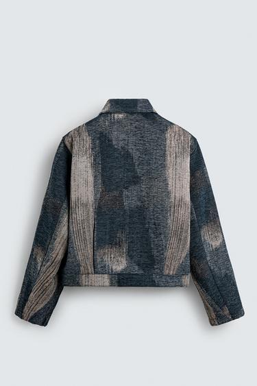 Zara ABSTRACT JACQUARD JACKET - Blue / Indigo