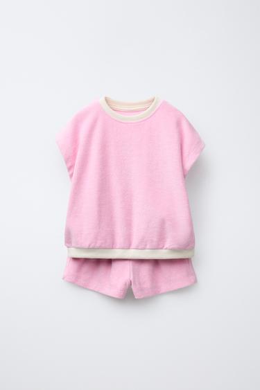 ENSEMBLE SERVIETTE T-SHIRT ET BERMUDA - Rose de Zara