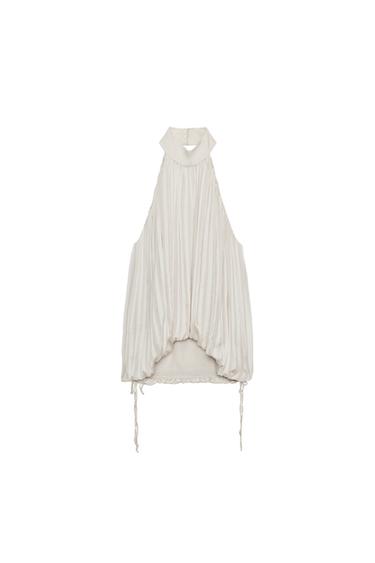 ZW COLLECTION PLEATED HALTER TOP - Pearl / Beige by Zara