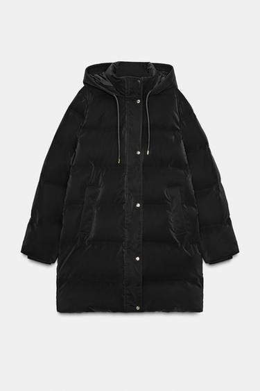 WINDPROOF RUBBERISED FABRIC MID-LENGTH ANORAK - Black by Zara