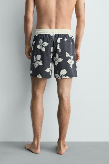 MAILLOT DE BAIN LONG IMPRIMÉ HIBISCUS - Bleu marine de Zara - Image 3