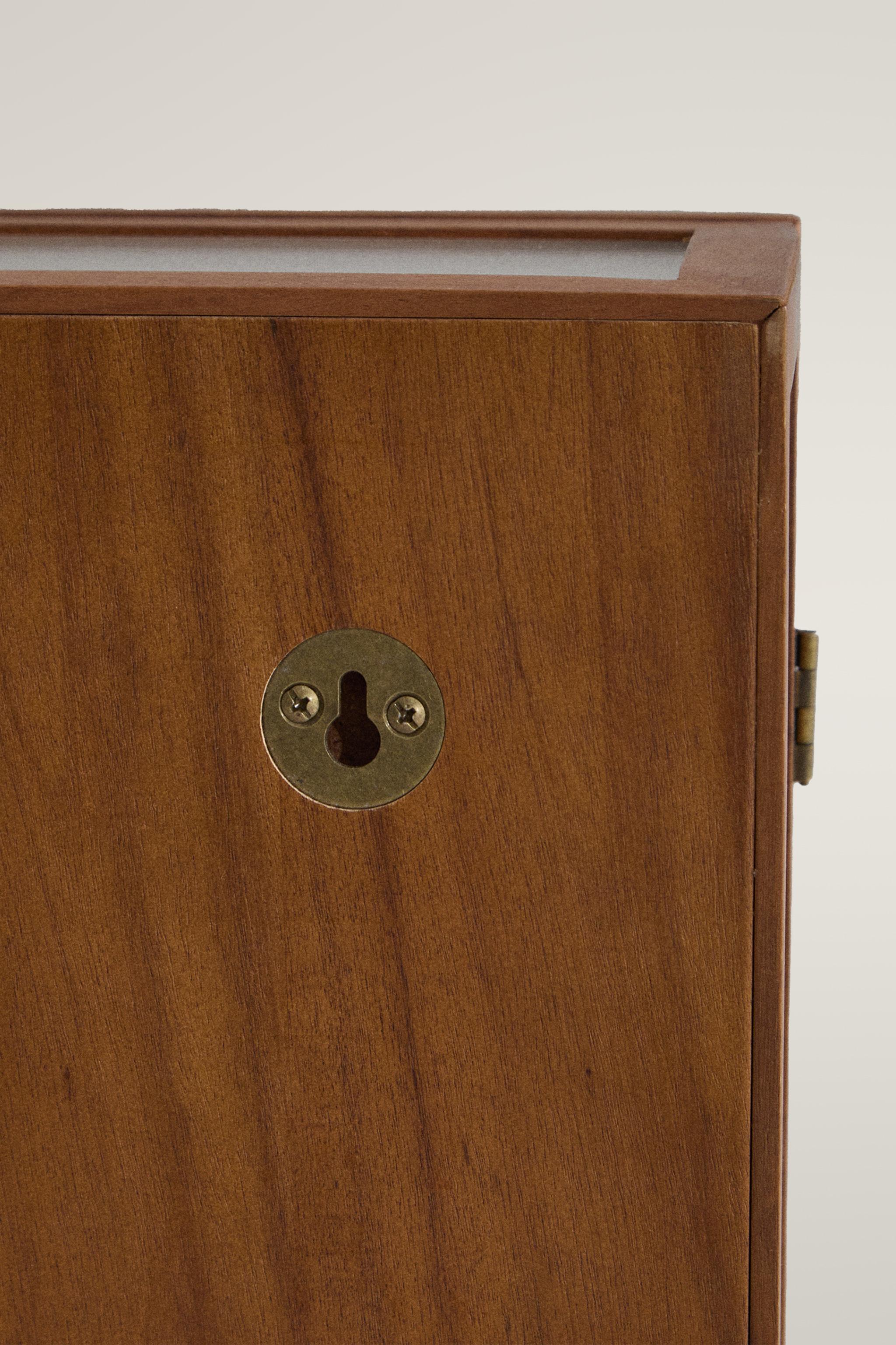 WOOD AND FLUTED GLASS WALL CABINET