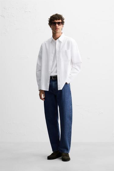 Zara TEXTURED OXFORD SHIRT - White