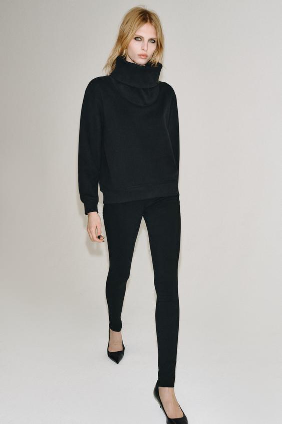 SUDADERA MAXI CUELLO RIB - Negro de Zara - Imagen 0