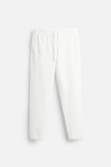 EASY CARE JOGGER WAIST TROUSERS - White by Zara