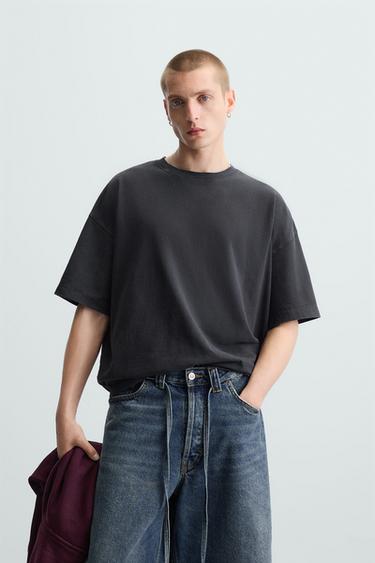 LIGHTWEIGHT BOXY FIT T-SHIRT - Anthracite grey by Zara