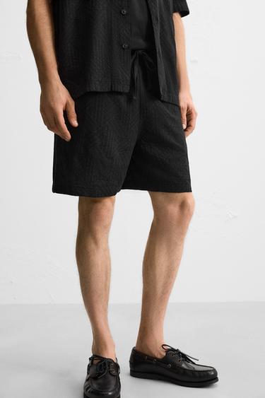 GEOMETRIC JACQUARD BERMUDA SHORTS - Black by Zara - Image 4
