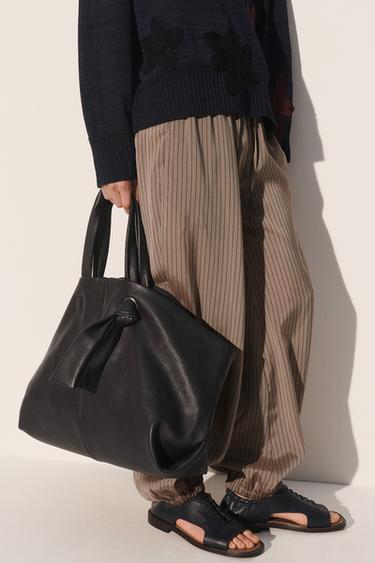 LEATHER TOTE BAG - Black by Zara - Image 0