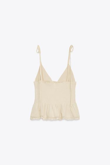 TOP BIMATIÈRE NID D'ABEILLE - Beige de Zara - Image 6