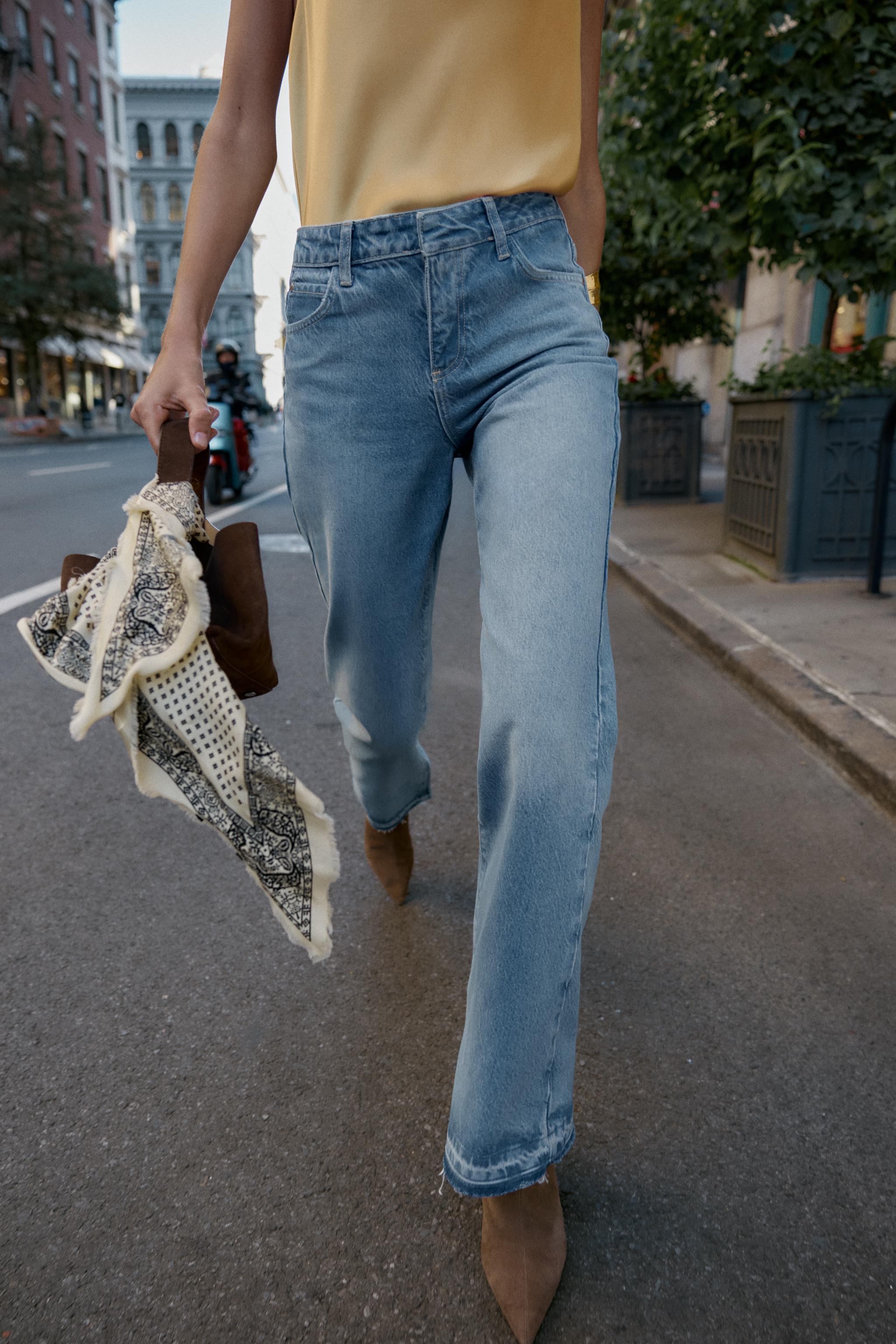 ♡ZARA ミッドライズ リボン　デニム♡ 新品＊ZARA ミッドライズ バギーデニムパンツ リボン 36 今期