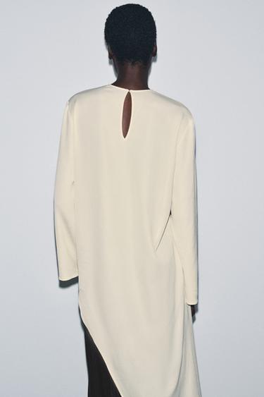 TOP ASYMÉTRIQUE FLUIDE ZW COLLECTION - Écru de Zara - Image 2