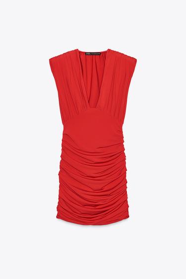 SHORT DRESS WITH SHOULDER PADS - Bright red by Zara