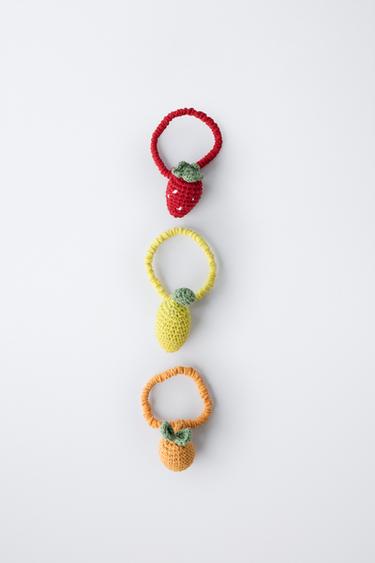 3-PACK OF CROCHET FRUIT HAIR BOBBLES - Red by Zara - Image 3