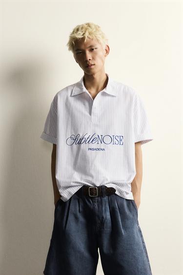 STRIPED EMBROIDERED RELAXED FIT POLO SHIRT - striped by Zara