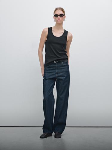 Camiseta tirantes anchos 100% algodón - Negro de Zara
