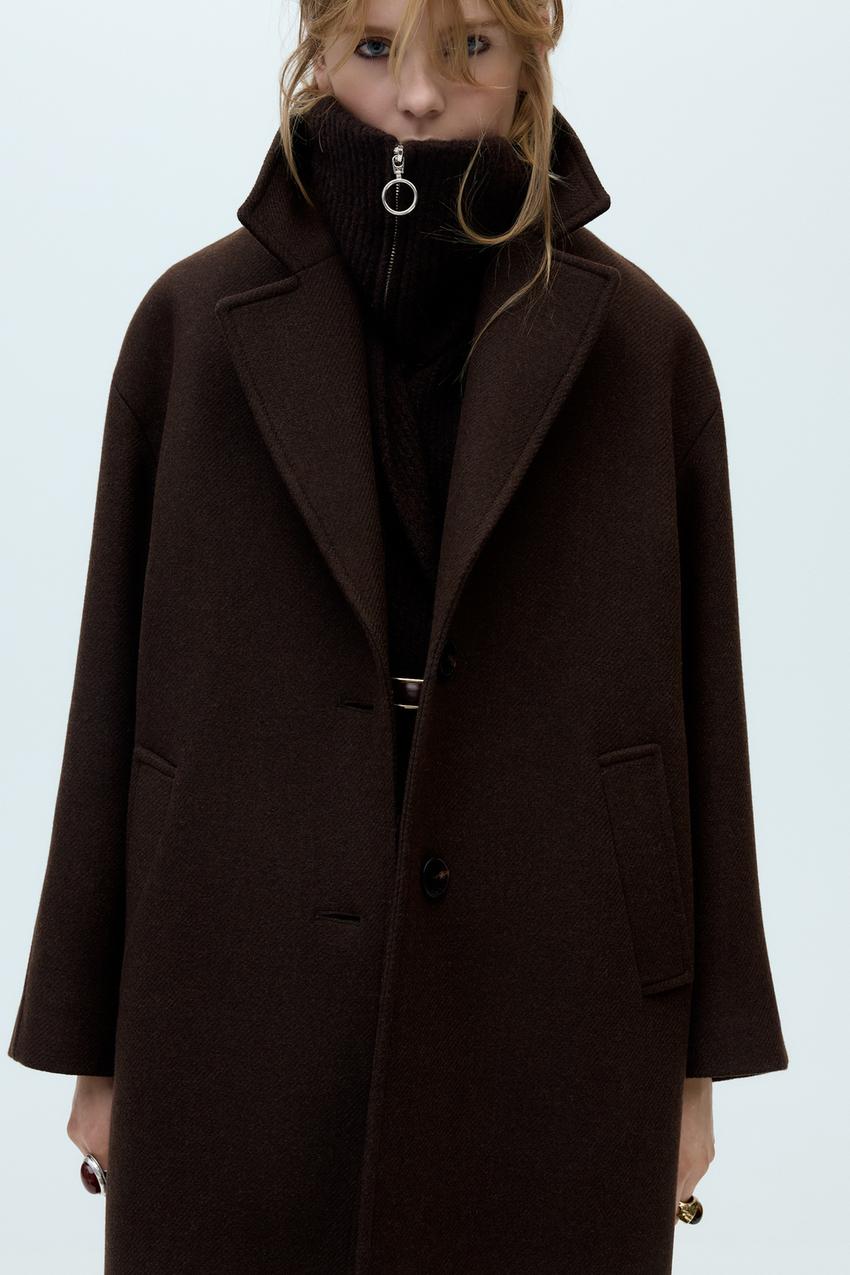 ウールオーバーサイズコート - ブラウン | ZARA Japan / 日本