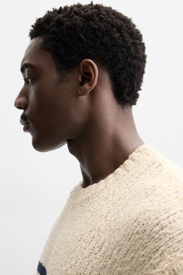 TEXTURED STRIPE SWEATER - Ecru / Navy by Zara - Image 5