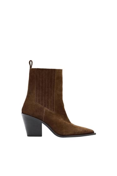 SPLIT SUEDE COWBOY ANKLE BOOTS