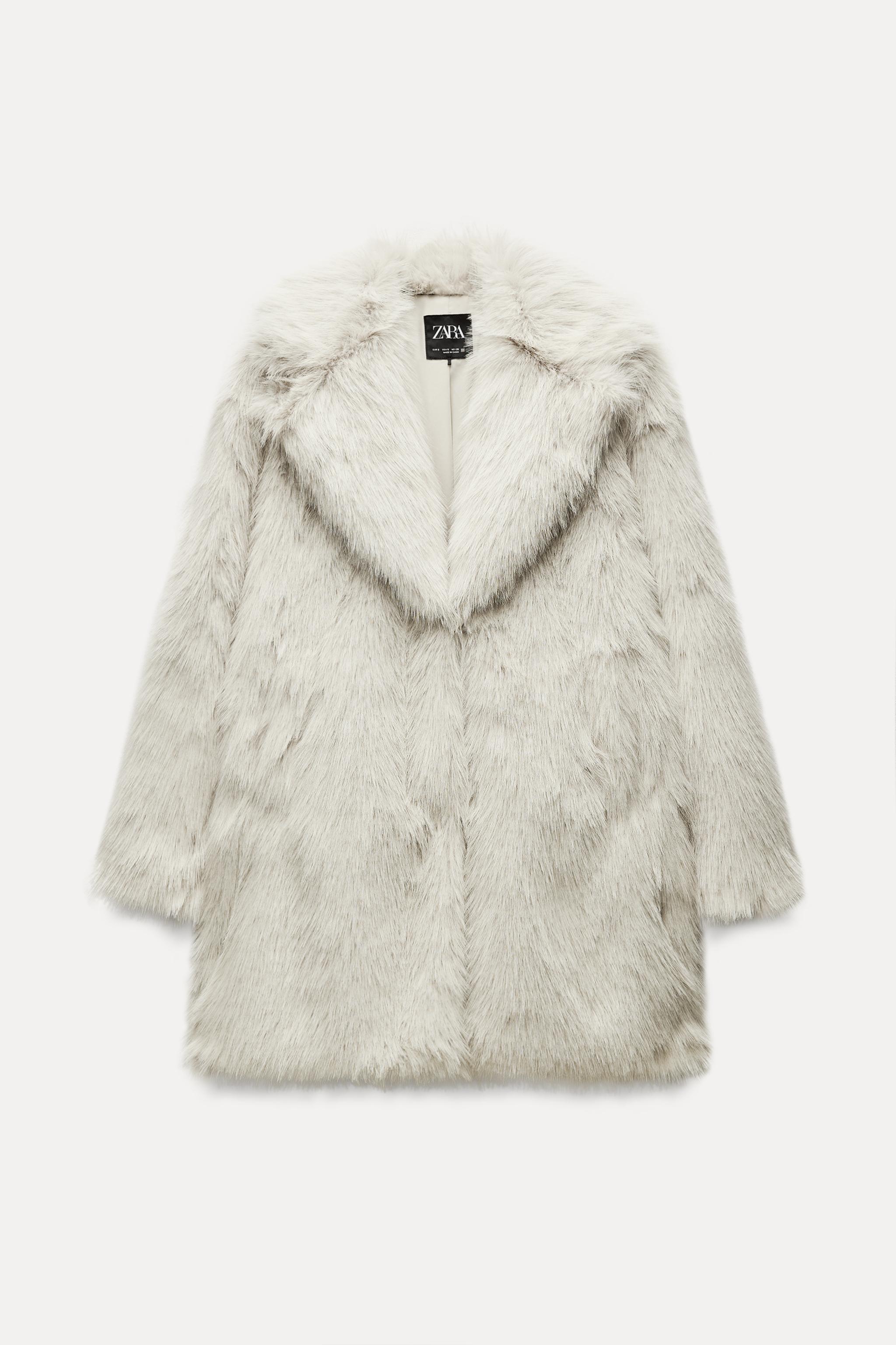 Zara NWT white faux fur coat hot size XS/S