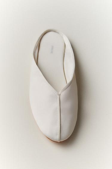 SATEEN MULES WITH PIPING — Beige 1