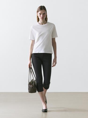 Camiseta manga corta regular fit - Blanco roto de Zara - Imagen 0