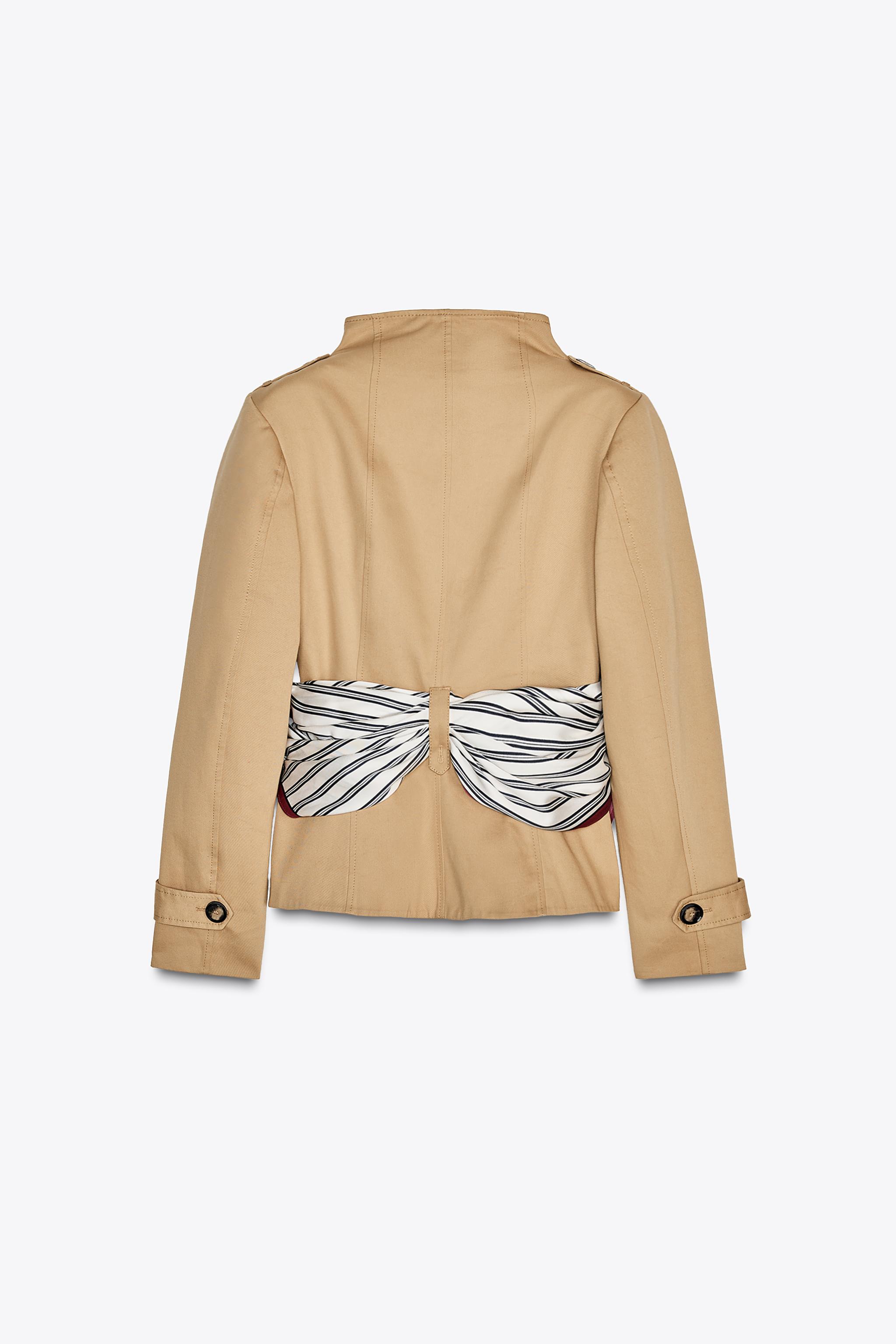 SHORT PRINTED SCARF TRENCH COAT - Tobacco | ZARA United States