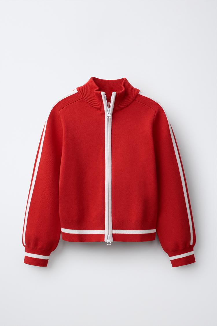 ZIP-UP CARDIGAN — Red