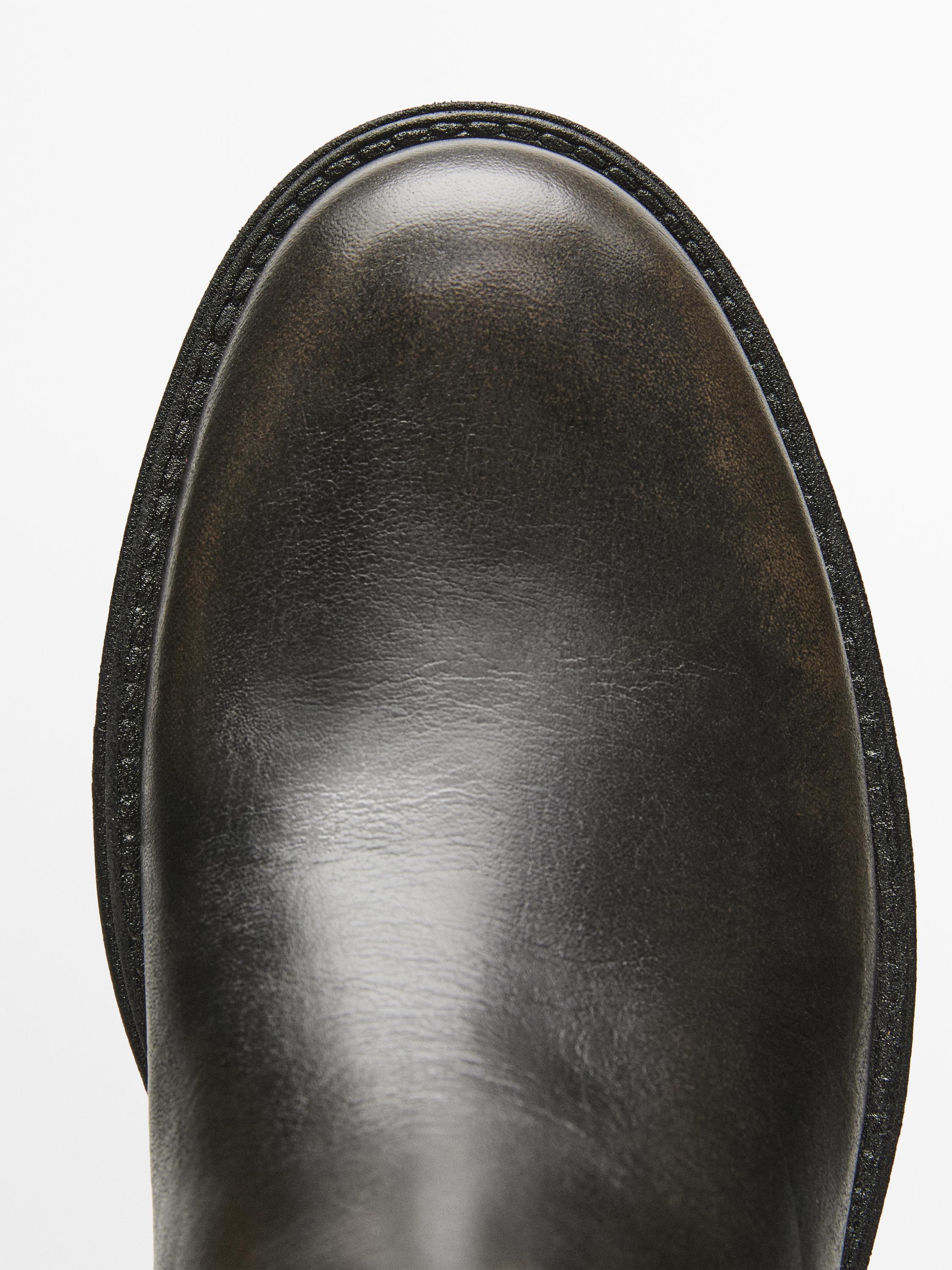 Brushed leather ankle boots