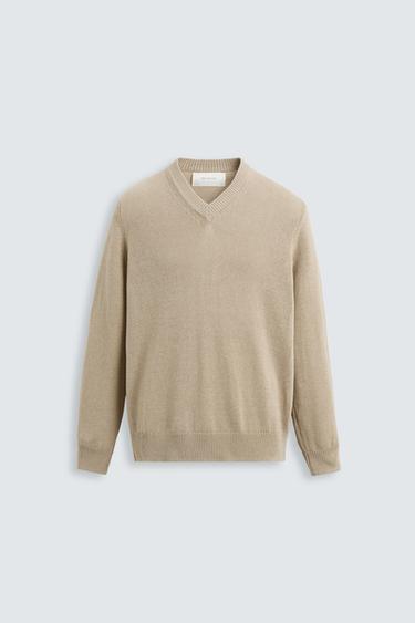 Zara COTTON - LINEN SWEATER - Beige