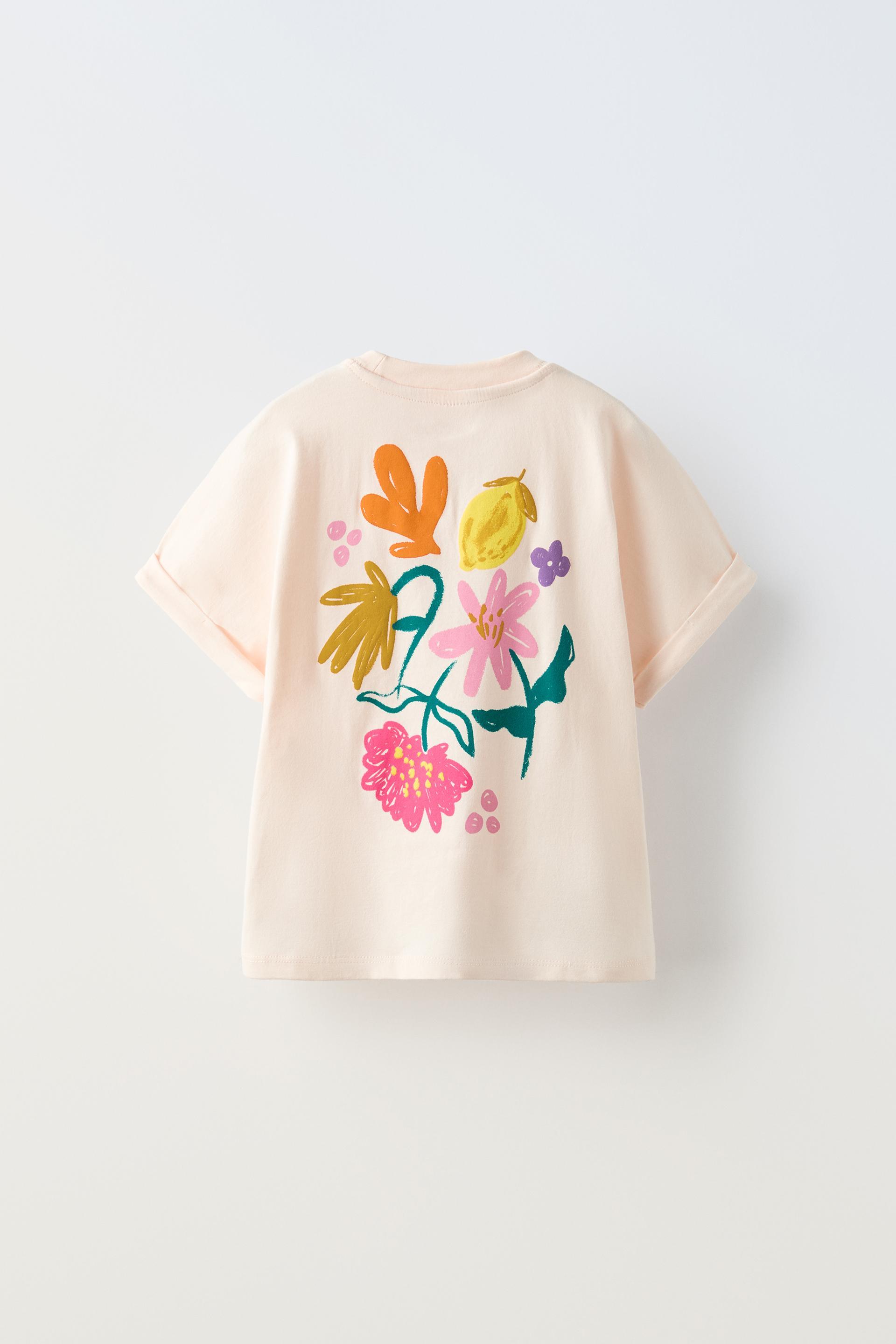 FLOWER PRINT T SHIRT WITH SLOGAN