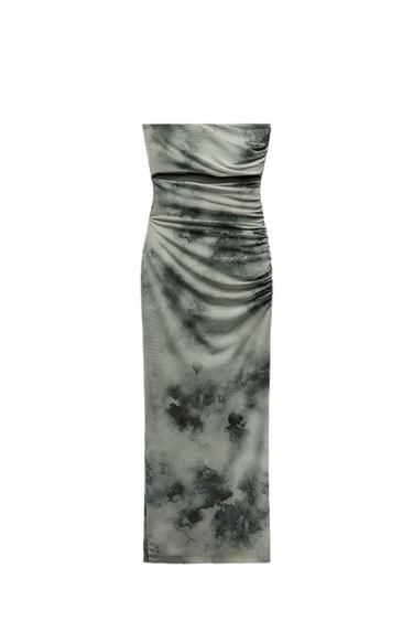 PRINTED CUT-OUT TULLE DRESS