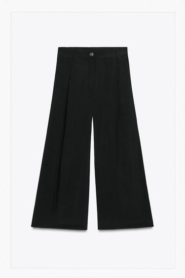 PANTALÓN CROPPED PINZAS ZW COLLECTION - Negro de Zara