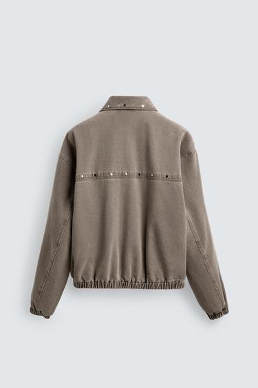 BLOUSON COUPE DÉCONTRACTÉE À CLOUS - Sable / Chiné de Zara - Image 7