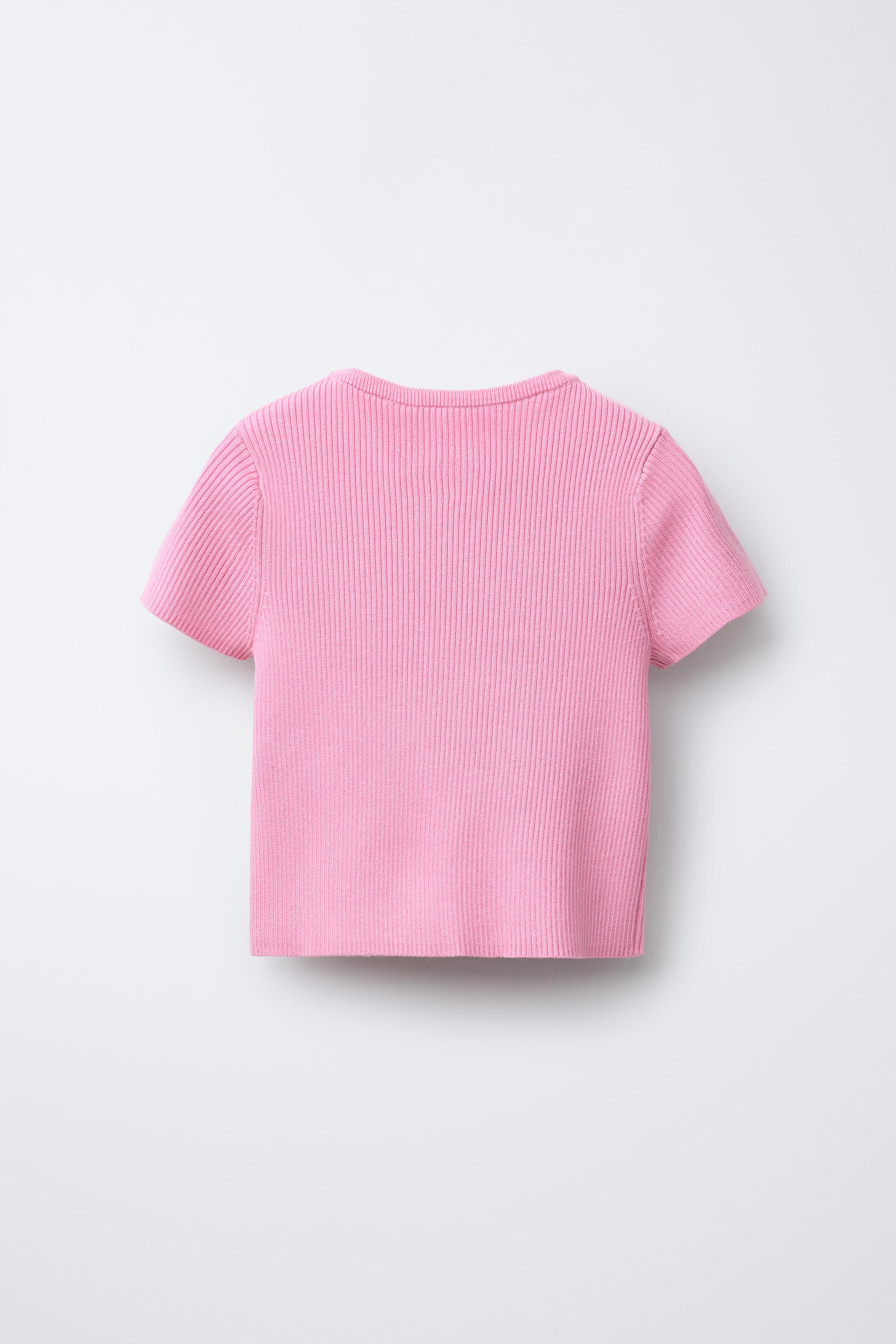 RIBBED T-SHIRT WITH BOWS - Pink | ZARA Singapore RIBBED T-SHIRT WITH BOWS - Pink | ZARA Singapore
