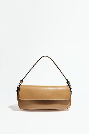 Zara DOUBLE HANDLE CROSSBODY BAG - Dark tan